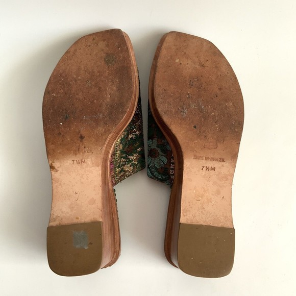 Naked Feet Mules Square-toe Fabric Platform Wedge - Picture 11 of 13